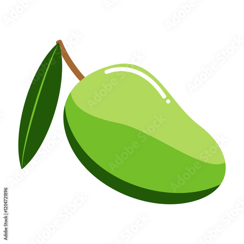 green manggo with leaf isolated on white background