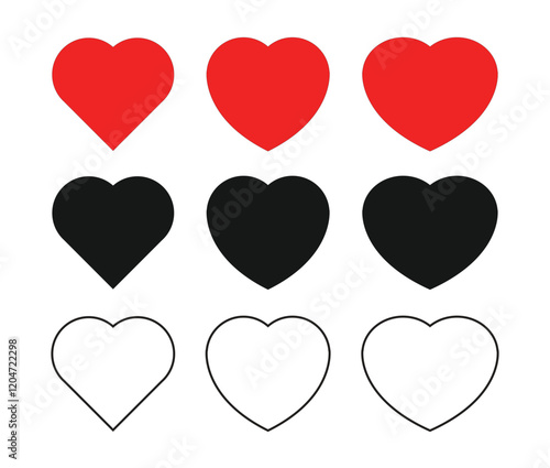 Red, dark and shape heart vector design, love vector icon design