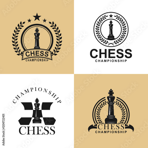 King Chess Piece Logo Vector Design Illustrations