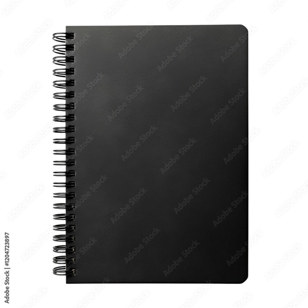 Black Spiral Bound Notebook Mockup Isolated on Transparent Background Black Spiral Bound Notebook Mockup Isolated on Transparent Background