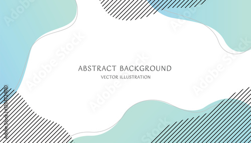 黒のストライプとグリーンのパステルカラーの抽象的な形で構成されたシンプルな背景素材。16:9のベクターイラスト