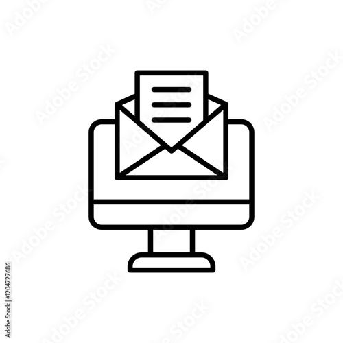 Online mail outline icons, minimalist vector illustration ,simple transparent graphic element .Isolated on white background