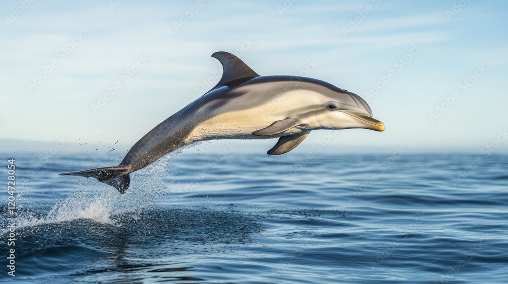Fototapeta premium Striped Dolphin Leaping from the Ocean Waves