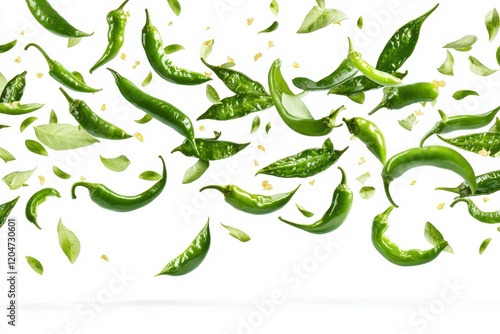 Isolated Capsicum annuum chili peppers on a white background Clipping path photo