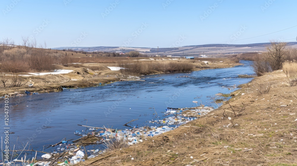 Polluted River Landscape: Environmental Concerns Polluted River Landscape: Environmental Concerns