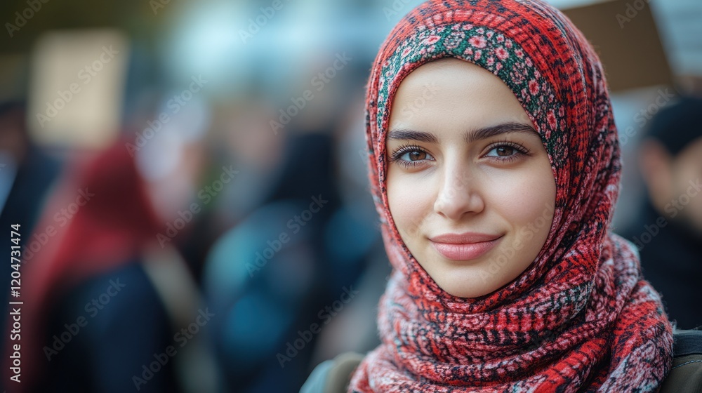 Portrait of a Young Woman in a Red Hijab Portrait of a Young Woman in a Red Hijab