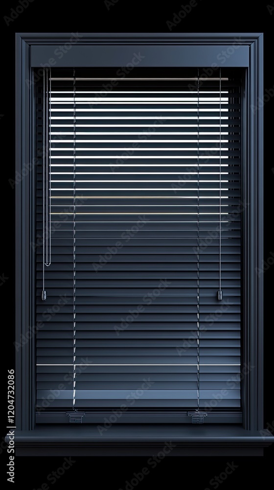 Fototapeta premium Dark Gray Venetian Blinds in a Window Frame