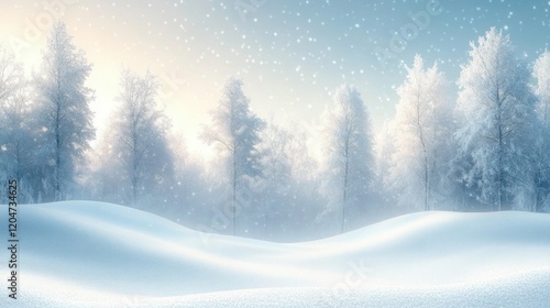 Wallpaper Mural Winter Landscape with Snow-Covered Trees and Soft Light Creating a Serene Atmosphere Torontodigital.ca