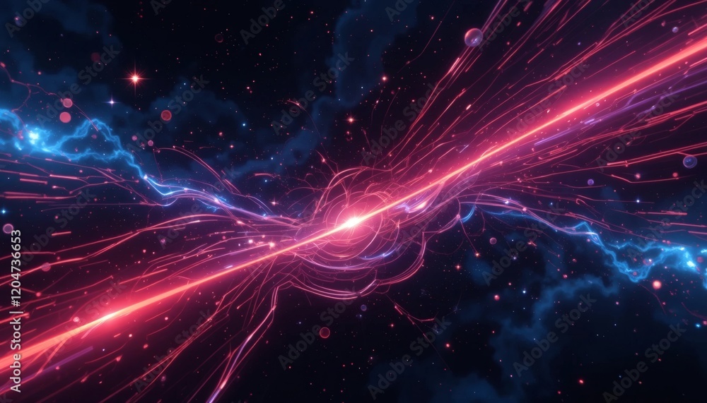 Fototapeta premium Cosmic Collision: A Symphony of Light and Energy