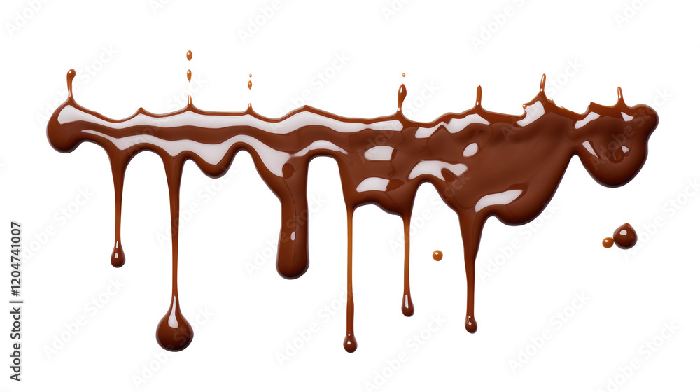 melted chocolate dripping isolated on transparent white background, clipping path melted chocolate dripping isolated on transparent white background, clipping path