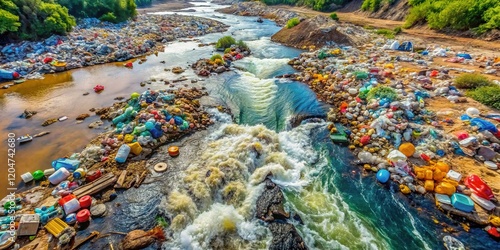 Wallpaper Mural Polluted River: Industrial Waste and Garbage Documentary Photography Torontodigital.ca