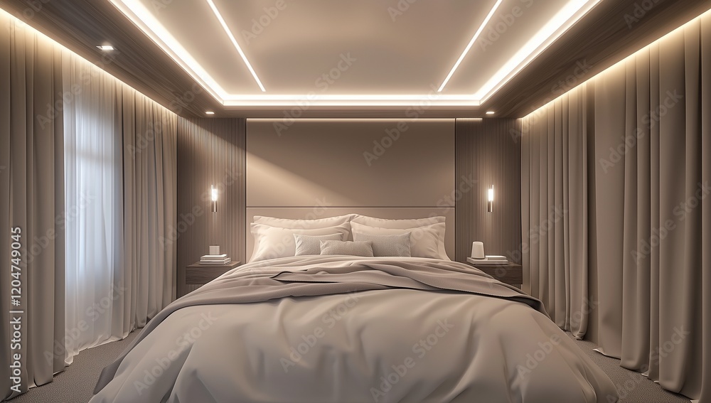 3D woodworking space with efficient layout and modern ceiling lights.