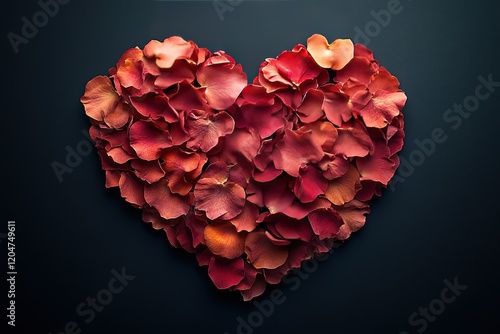 Wallpaper Mural Heart-shaped arrangement of red rose petals on a dark background. Romantic and passionate. Torontodigital.ca