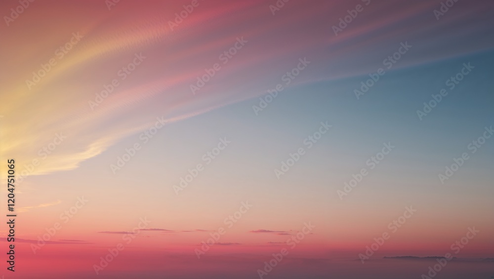Obraz premium An enchanting sunset sky filled with soft pastel color gradients.