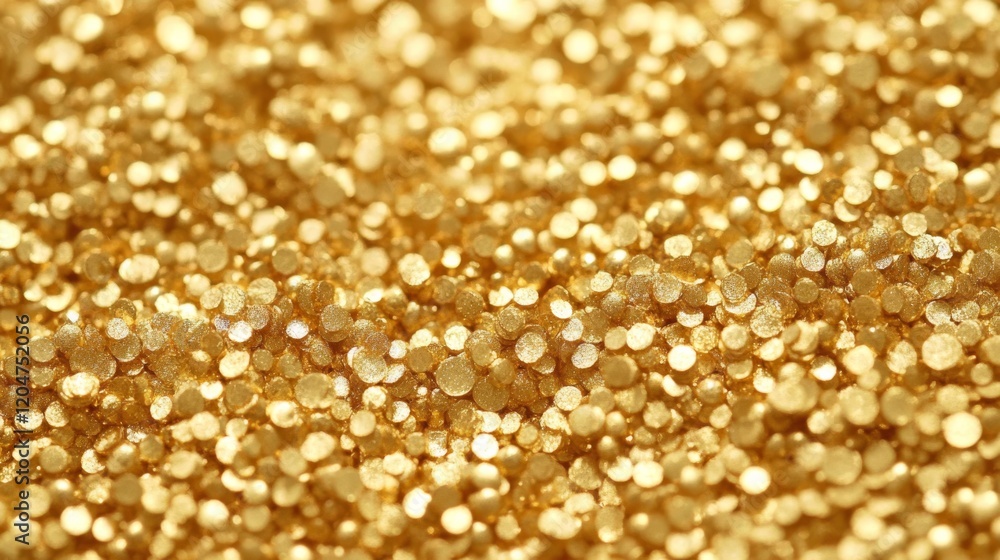 A close up of gold glitter with many small gold circles A close up of gold glitter with many small gold circles