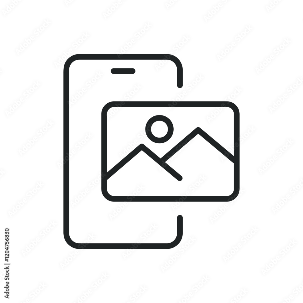 Smartphone image thin line icons. Editable stroke and Perfect pixel on transparent background