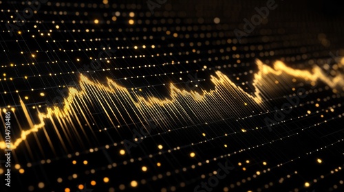 A graph with a lot of dots and lines in gold