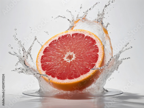 Freshness soars with grapefruit and splashes; nature’s artistry. photo