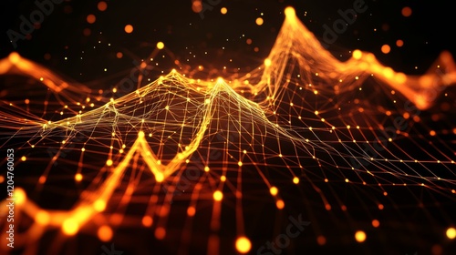 A series of lines and dots in orange and black