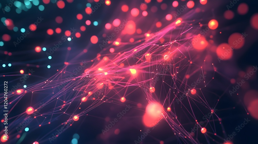 Fototapeta premium Abstract Network Red Lights Glowing Connections