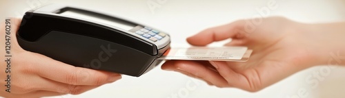 Obraz na płótnie Contactless payment transaction retail store financial technology indoor environment close-up view convenience w salonie