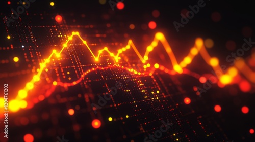 A graph with red lines and orange dots
