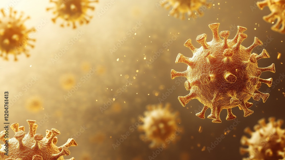 Obraz premium A close up of a virus with a yellowish color