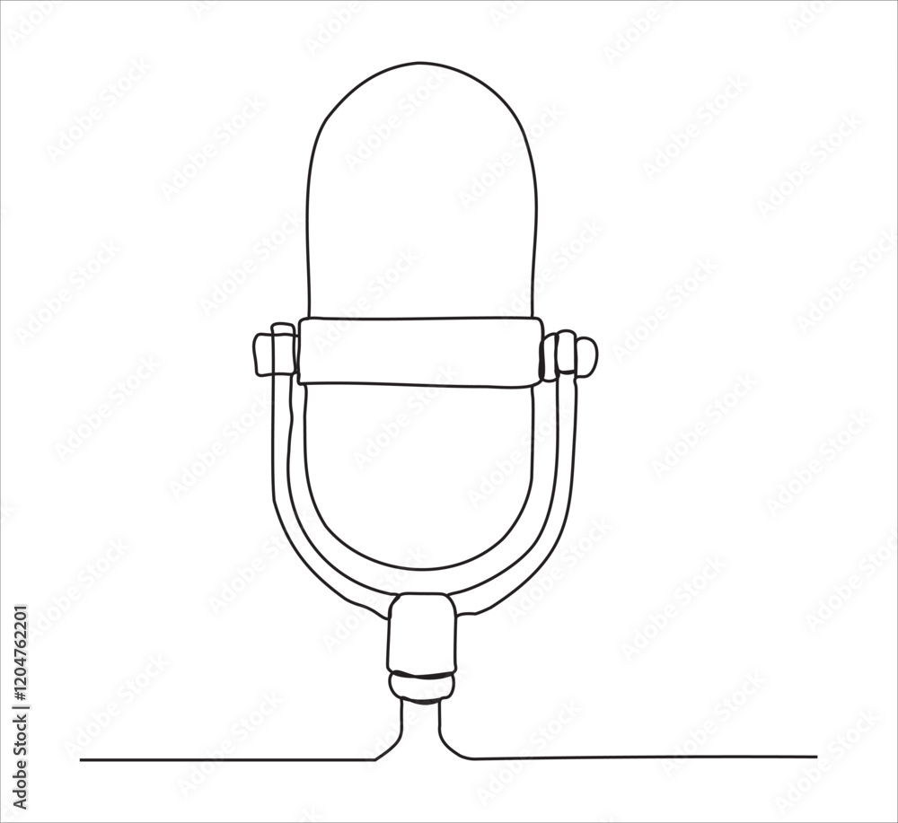 One continuous line drawing of microphone sound system. single line drawing of microphone. illustration of microphone. editable stroke One continuous line drawing of microphone sound system. single line drawing of microphone. illustration of microphone. editable stroke