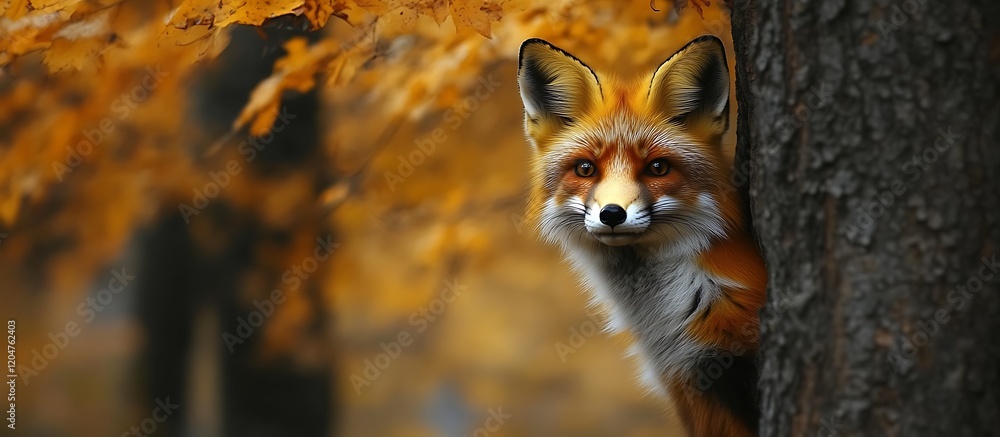 Red Fox in Autumnal Forest: A Serene Wildlife Portrait Red Fox in Autumnal Forest: A Serene Wildlife Portrait