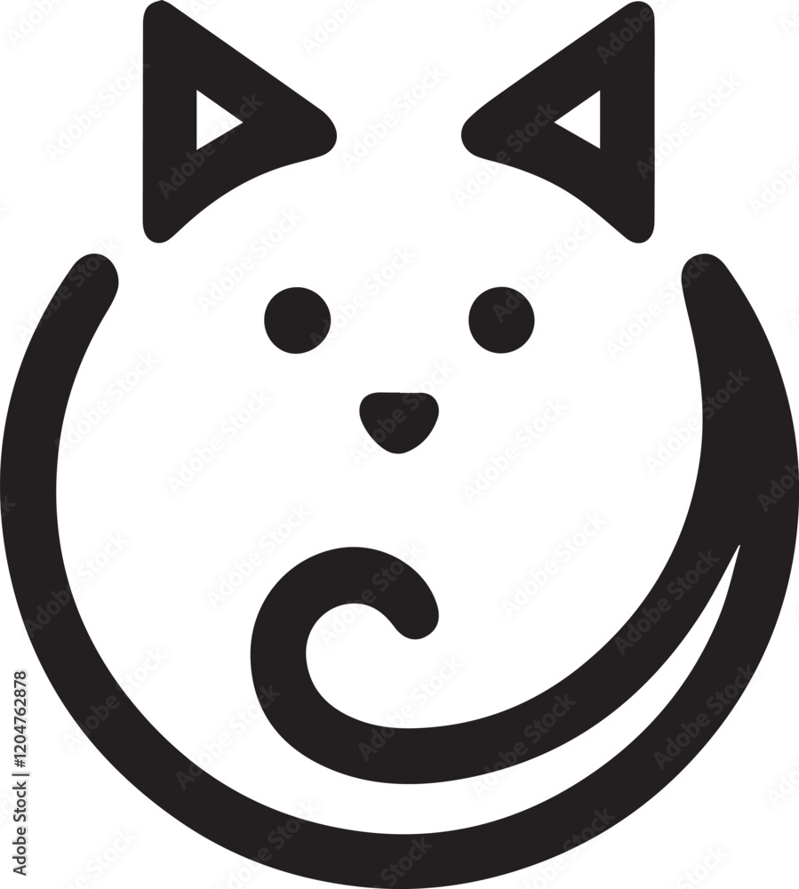 Simple cat logo on black and white background Simple cat logo on black and white background