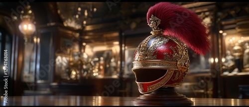 Quadro su tela Ornate helmet displayed in antique shop