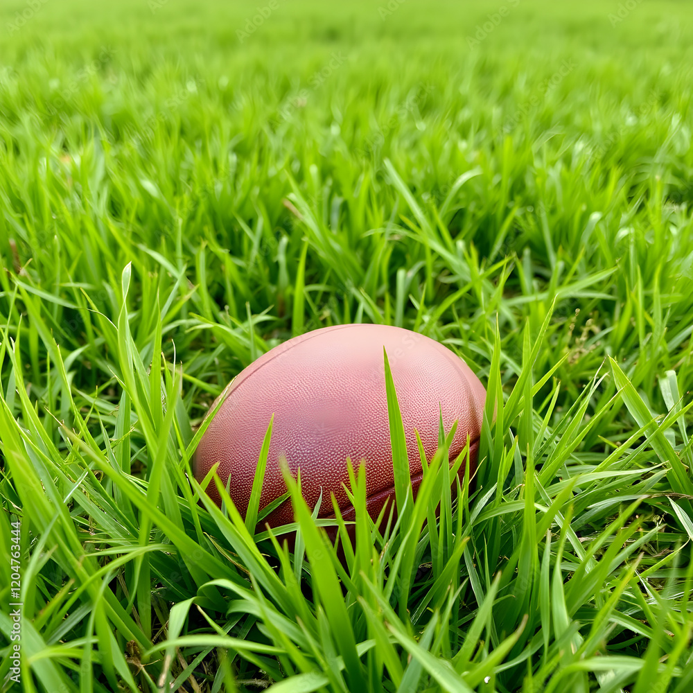 Fototapeta premium Two figures colliding in an intense tackle on a lush green grass field