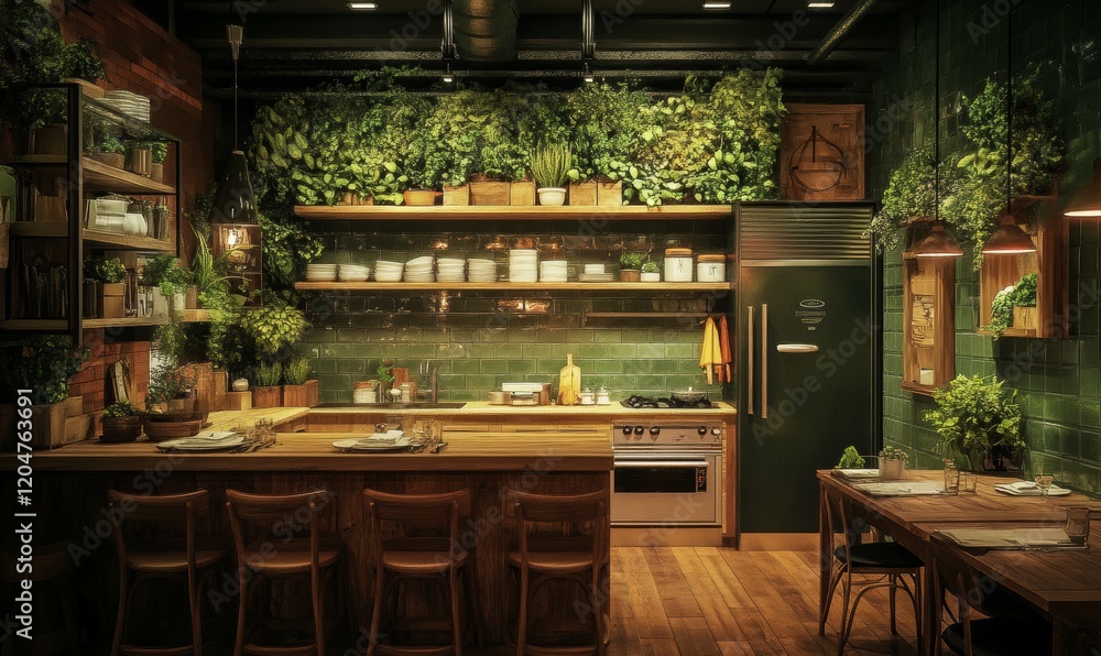Lush Green Kitchen Interior Design with Island Lush Green Kitchen Interior Design with Island