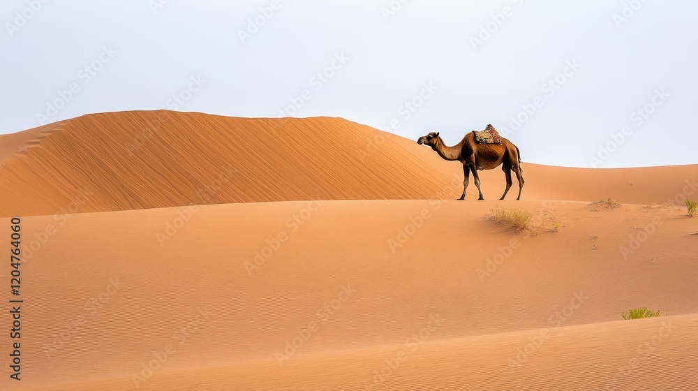 Camel Trekking Across the Sahara Desert Dunes Camel Trekking Across the Sahara Desert Dunes