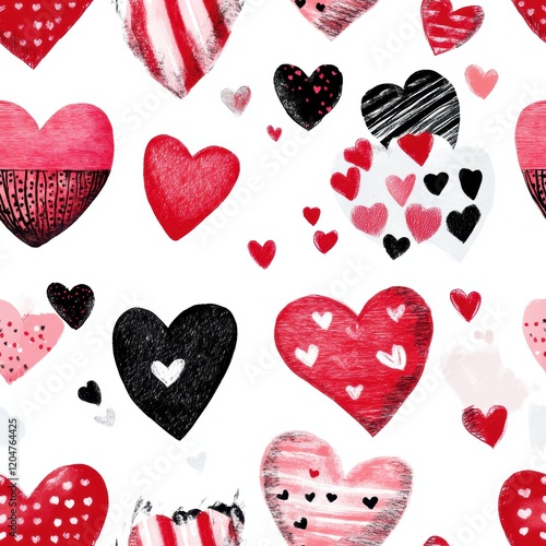 Repetitive heart pattern seamless background for Valentine’s Day fabric gift wrapping paper design