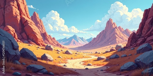 Rough, rocky terrain with isometric pixel art rocks and boulders, terrain, earthy