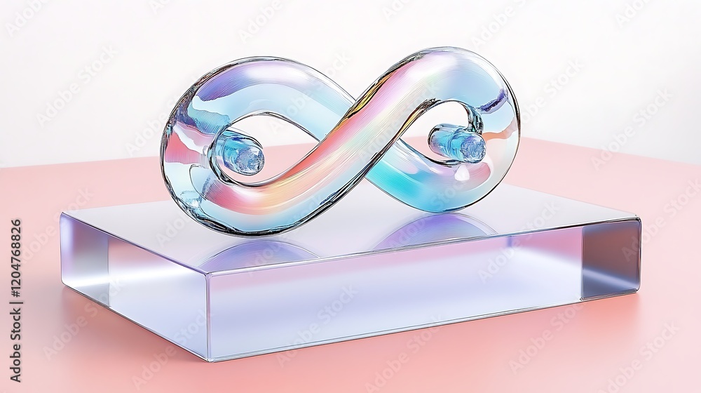 Glass Infinity Symbol on Pink Background Abstract Design Glass Infinity Symbol on Pink Background Abstract Design