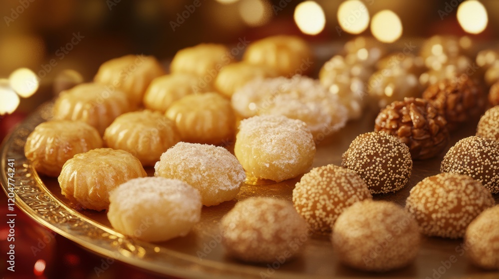 Fototapeta premium Delicious assorted sweets in a cozy setting for festive indulgence