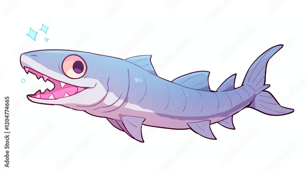 Fototapeta premium Cute Cartoon Shark Illustration