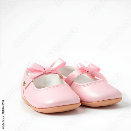 Pink baby girl shoes isolated on the blank background