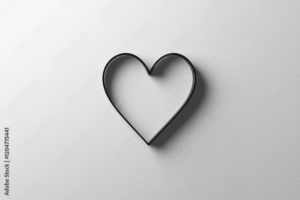 Heart shaped object cast a shadow on a light gray background creating a modern minimalist aesthetic. Generative AI Heart shaped object cast a shadow on a light gray background creating a modern minimalist aesthetic. Generative AI