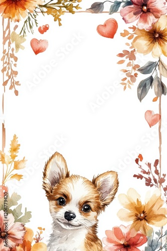 Cute dog with red heart for Valentine’s Day greeting card design