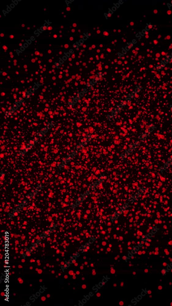 red particles spread across a black background, Vertical video animation red particles spread across a black background, Vertical video animation