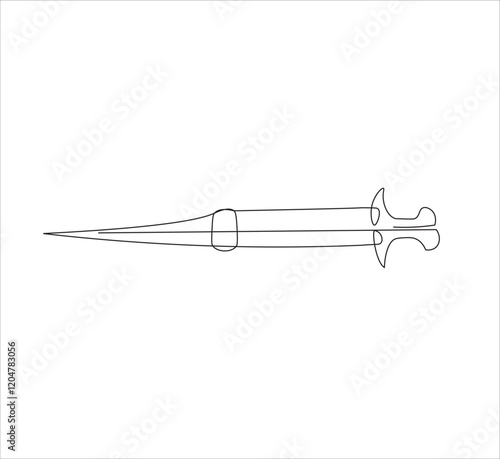 One continuous line drawing of syringe medical equipment . single line illustration of syringe injection. illustration one of medical equipment. editable ouline