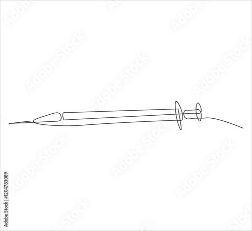 One continuous line drawing of syringe medical equipment . single line illustration of syringe injection. illustration one of medical equipment. editable ouline