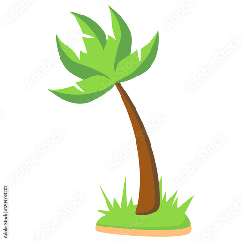 Tropical Palm Tree Vector Illustration Isolated on White Background.