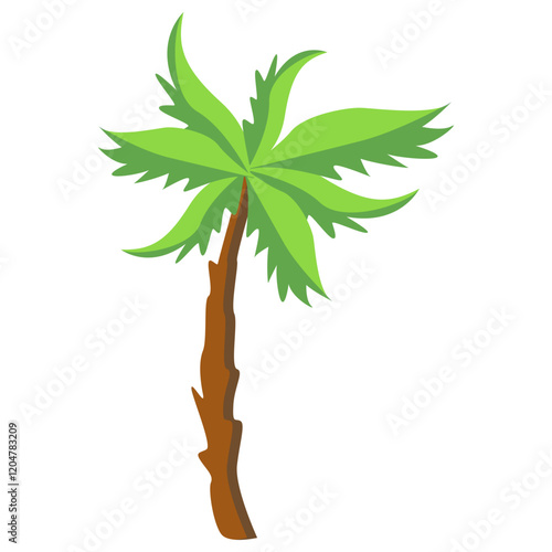 Tropical Palm Tree Vector Illustration Isolated on White Background.