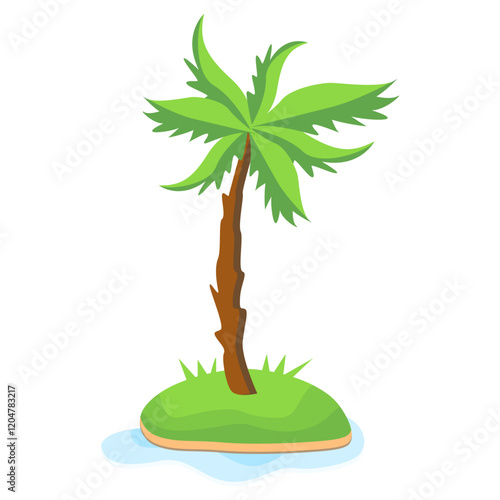 Tropical Palm Tree Vector Illustration Isolated on White Background.