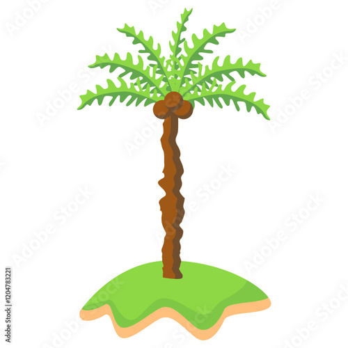 Tropical Palm Tree Vector Illustration Isolated on White Background.