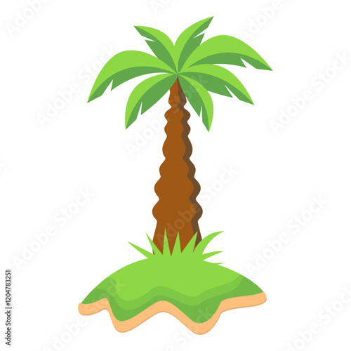 Tropical Palm Tree Vector Illustration Isolated on White Background.